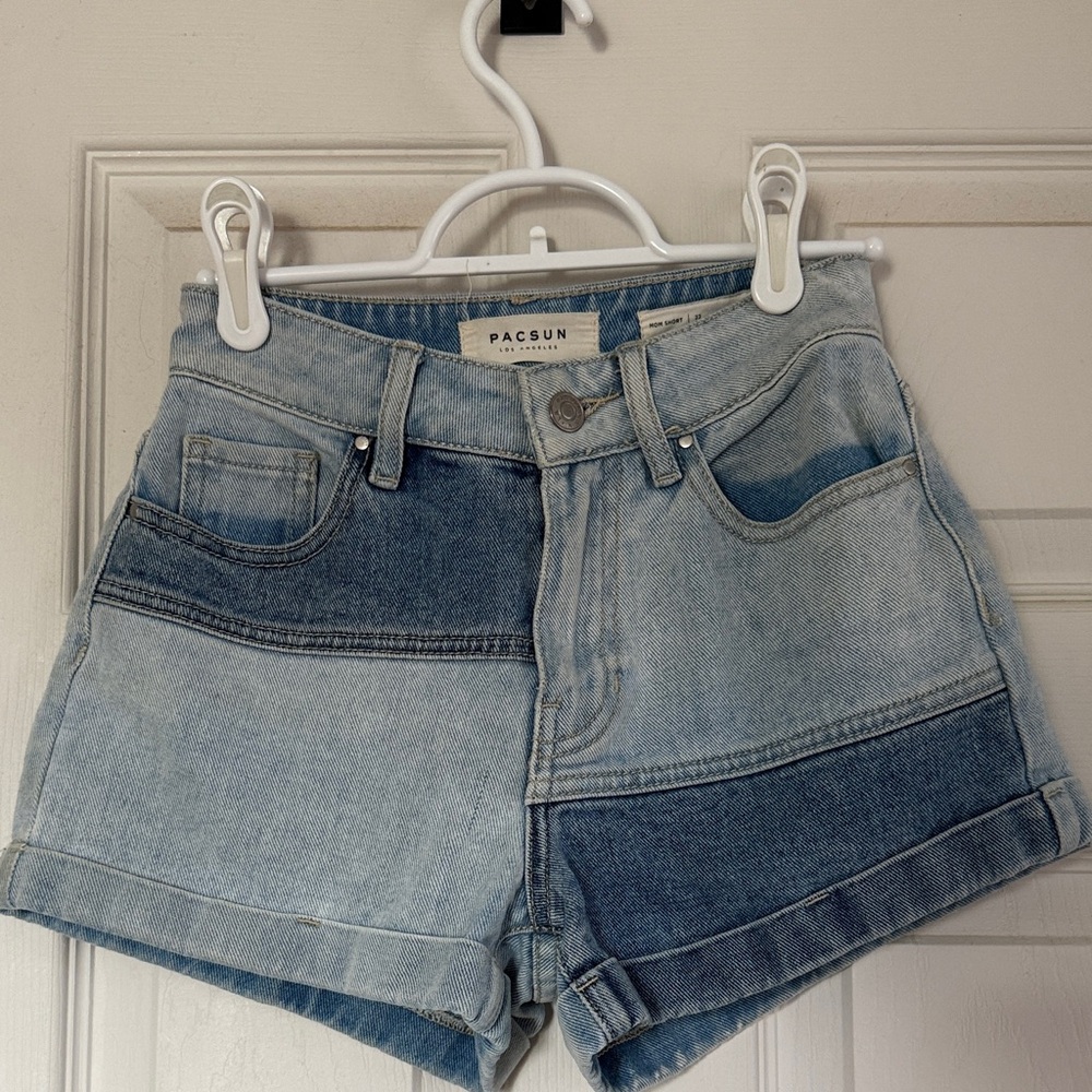 PacSun Mom Short Blue Patchwork Jean Shorts